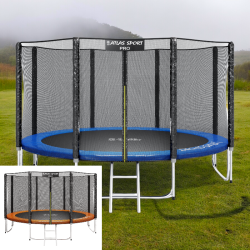 Батут-манеж (усиленные опоры) 404 см с внешней сеткой и лестницей / Устойчивый и качественный